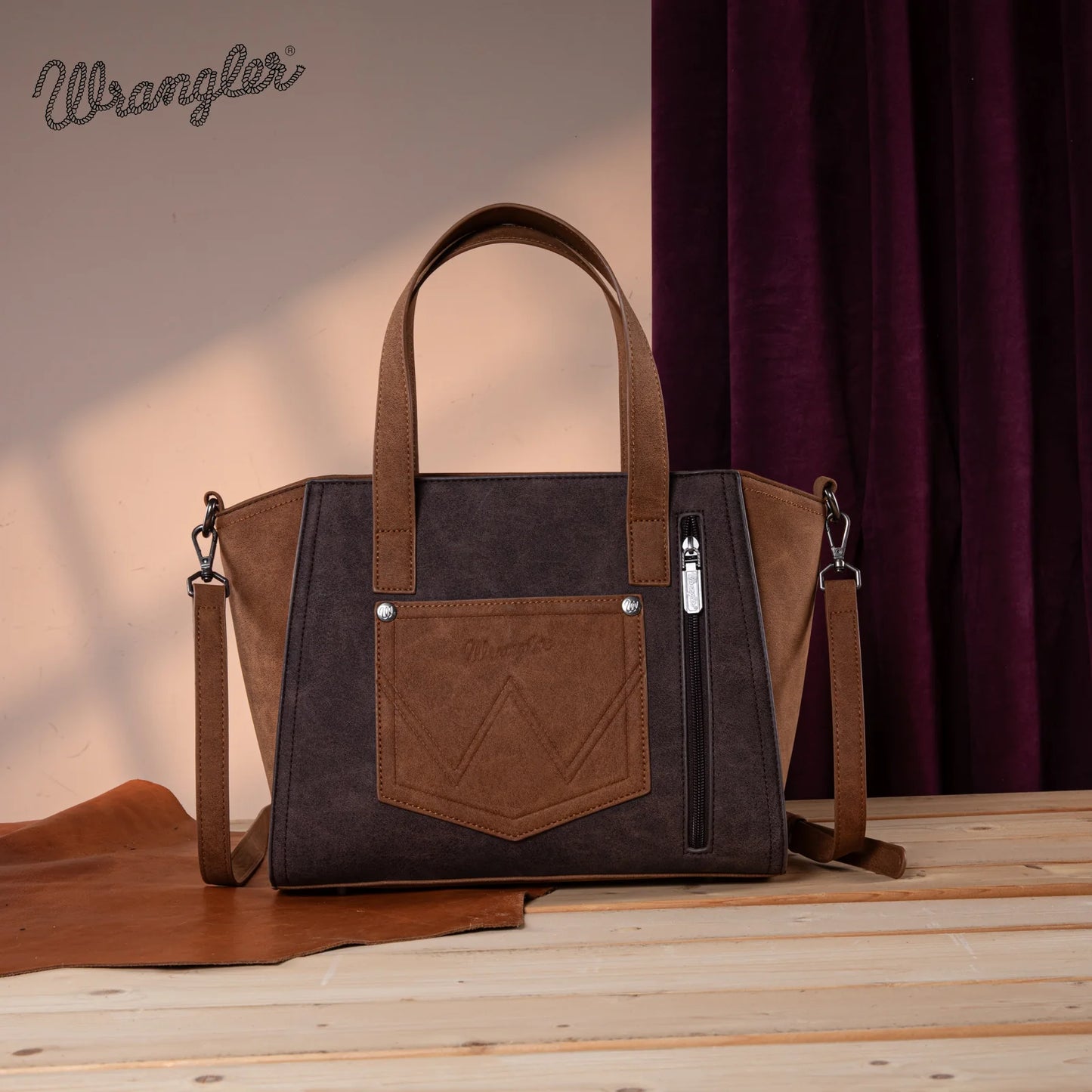 Wrangler "W" Stitch Two Tone Tote/Crossbody