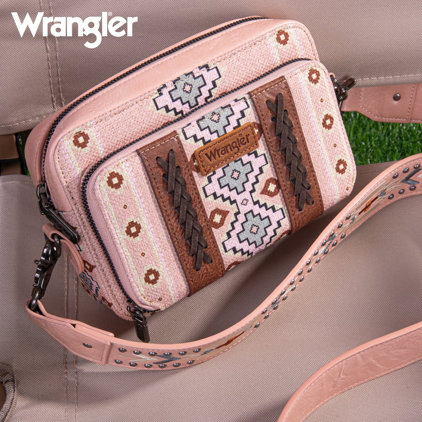 Wrangler Aztec Printed Crossbody Purse/Wallet