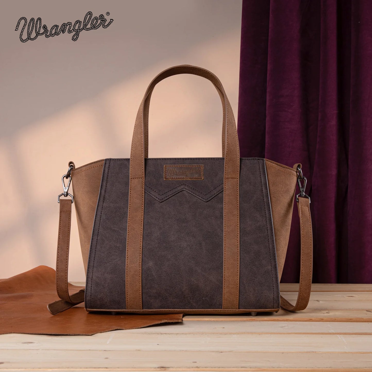 Wrangler "W" Stitch Two Tone Tote/Crossbody