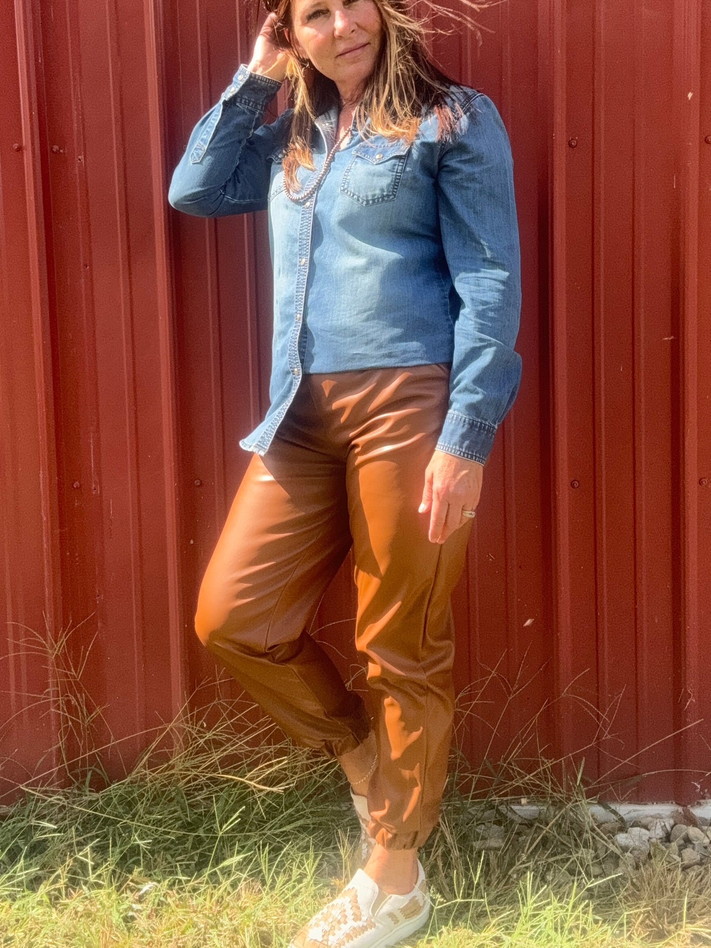 Sassy Leather Joggers