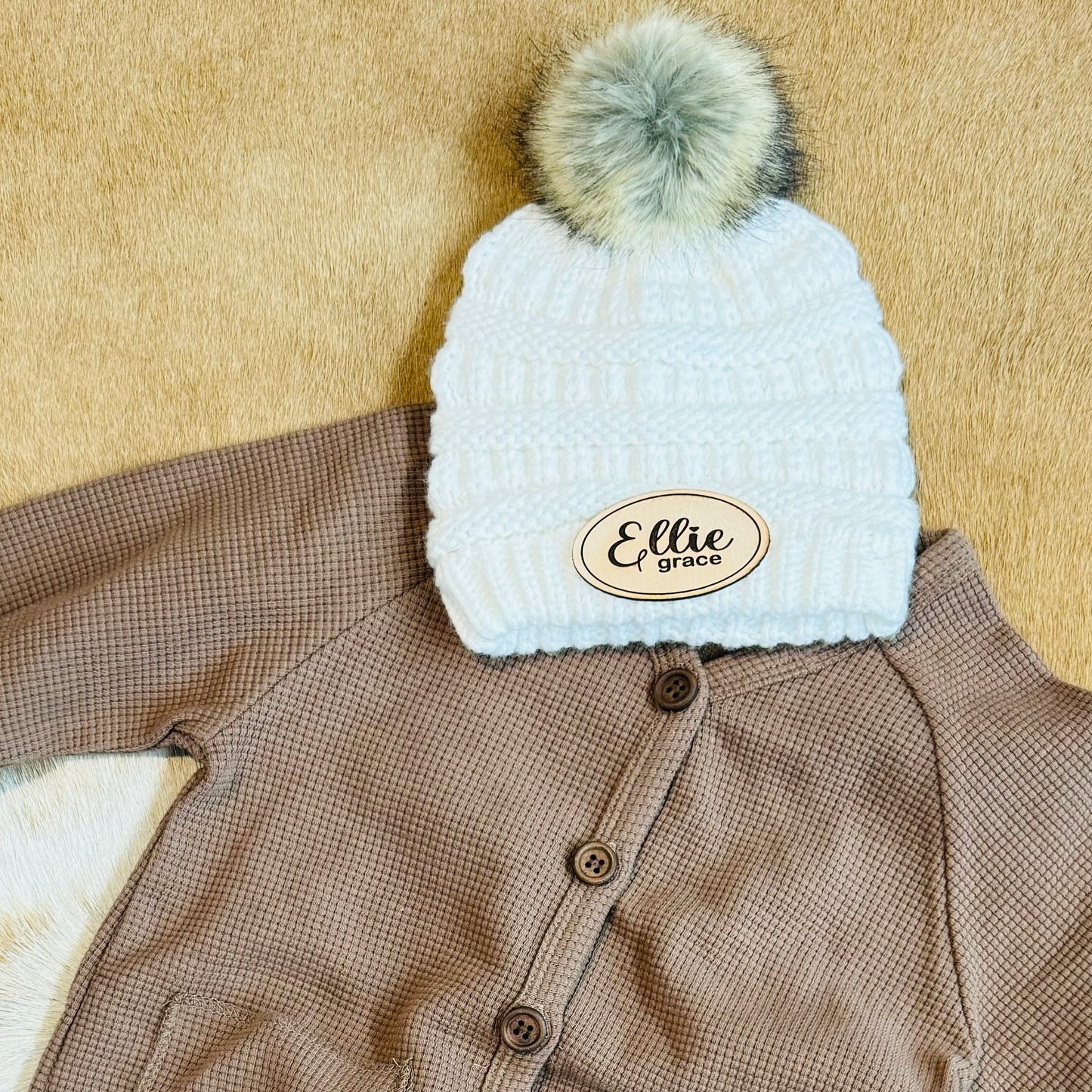Baby Beanie Leather Patch Example