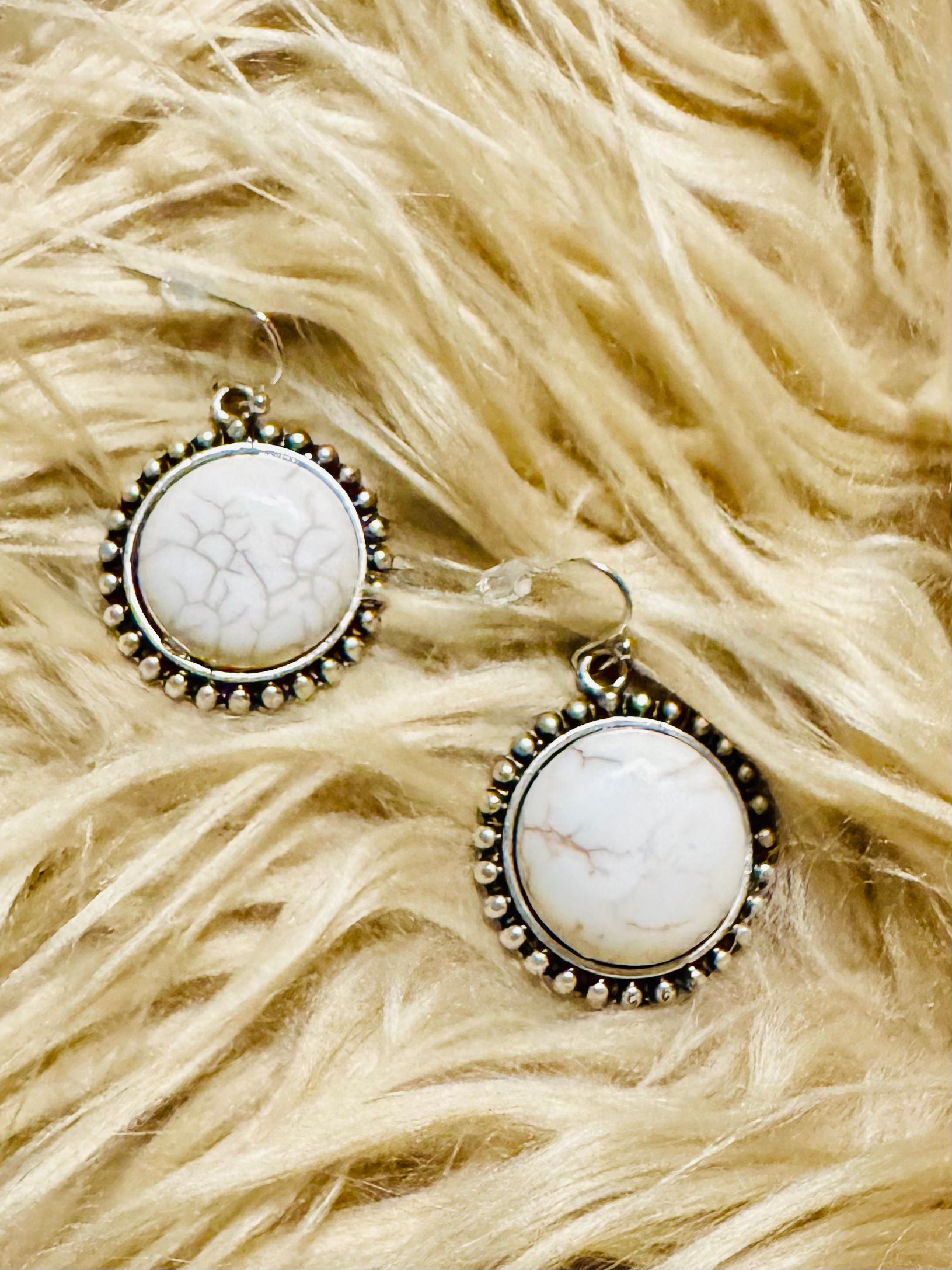 Roaming White Buffalo White Buffalo Turquoise Earrings 1