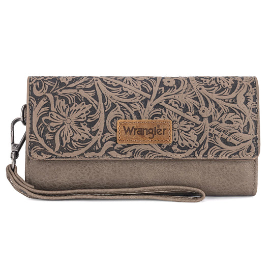 Wrangler Western Floral Tooled Tri-fold Wallet
