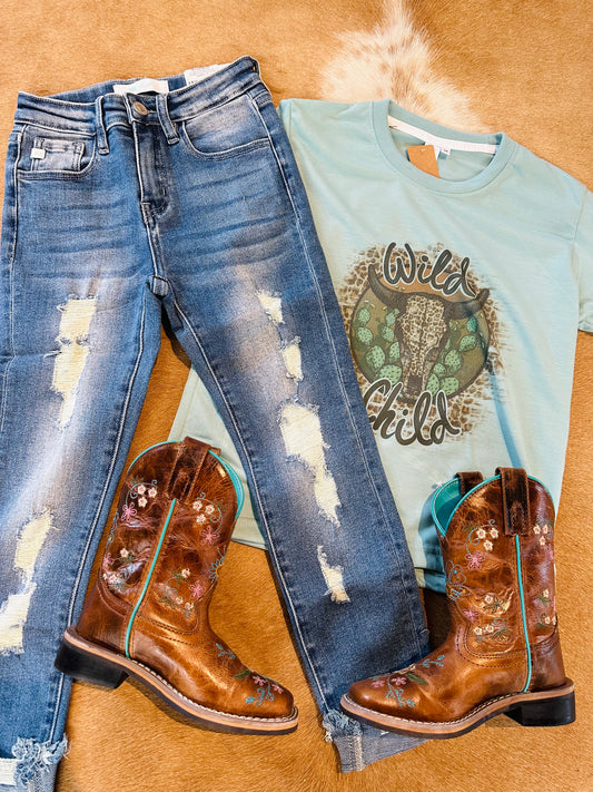 YCAK41003M GIRLS SKINNY DISTRESSED JEANS