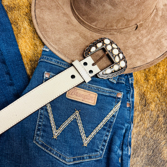 Angle Ranch Belt - White
