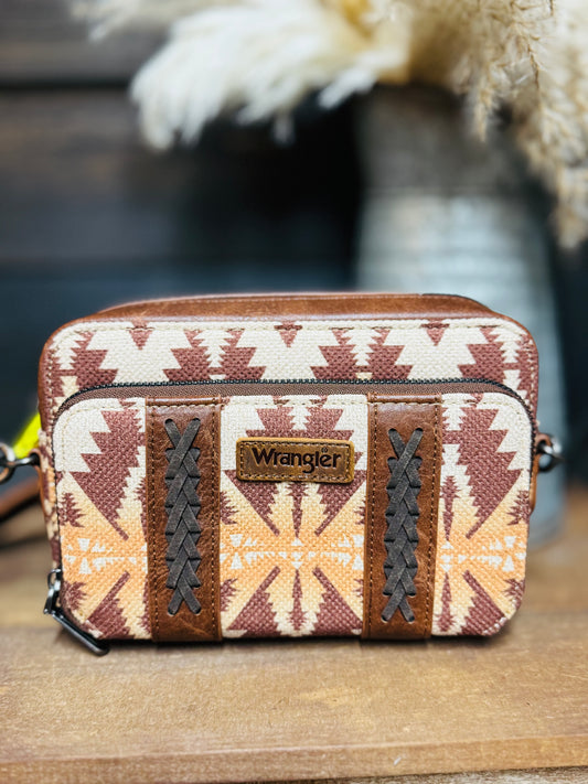 Wrangler Aztec Printed Crossbody Purse/Wallet