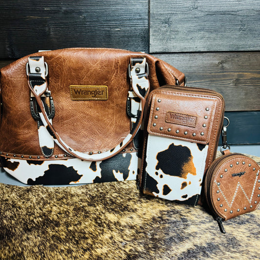 Cowprint Satchel Wrangler 3pc set