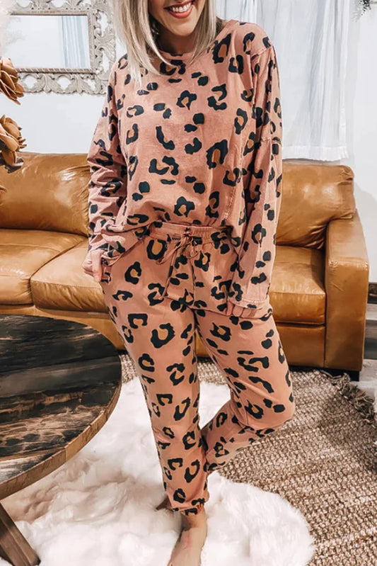 Apricot Leopard Lounge Set