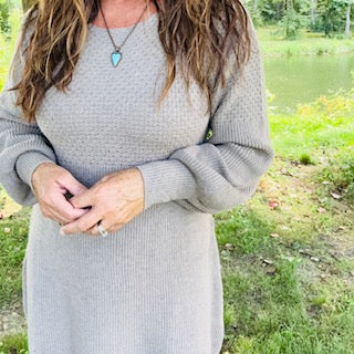Lantern Sleeve High-Waisted Knitted Dress