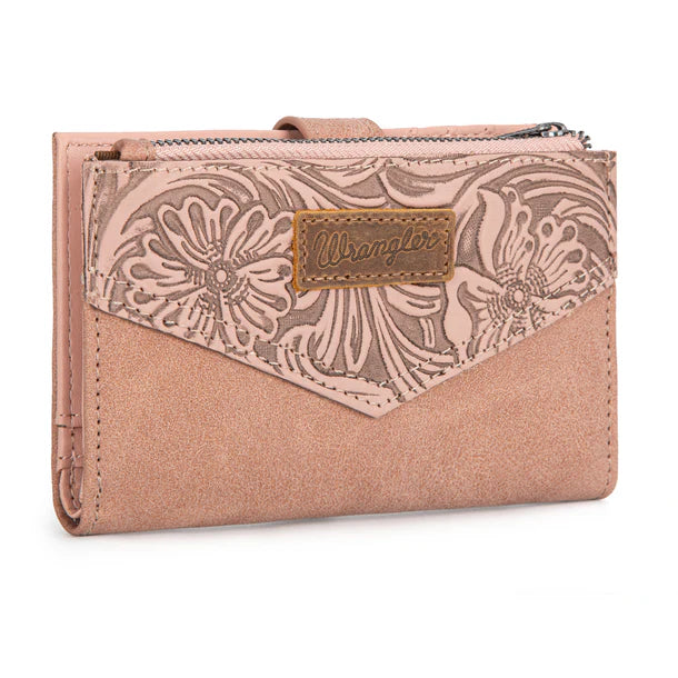 Wrangler Floral Tooled Card Holder Bi-Fold Wallet