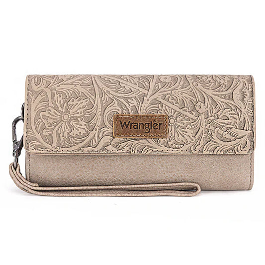 Wrangler Western Floral Tooled Tri-fold Wallet