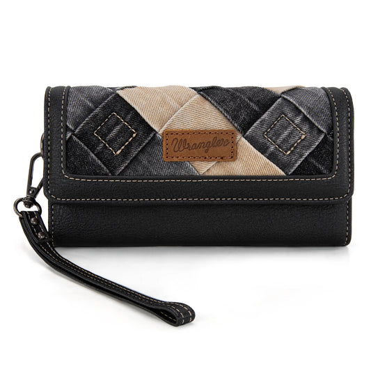 Wrangler Denim Woven Tri-Fold Wristlet/Wallet