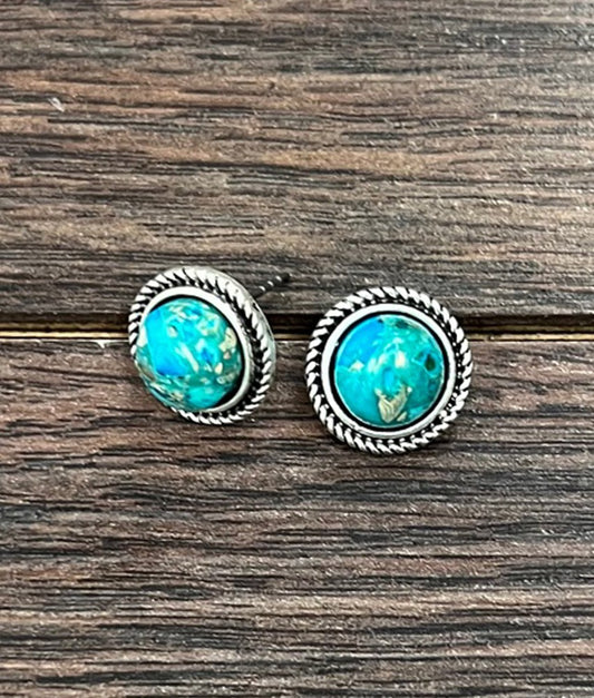 Gemstone Turquoise Studs