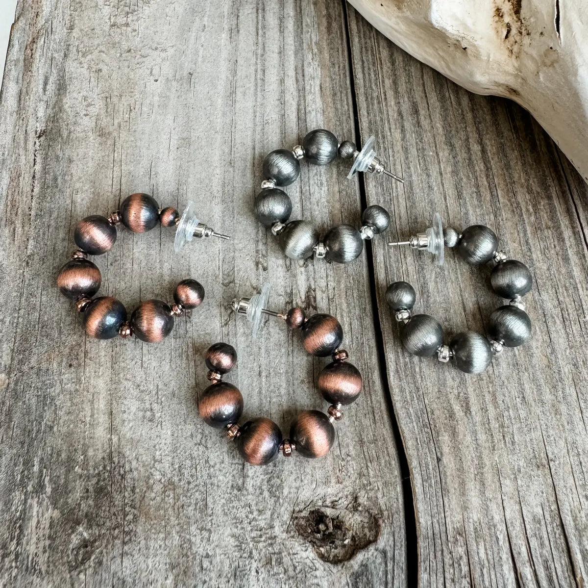 Product description Mini Navajo Pearl Hoops Earrings Navajo Style Pearl Hoop Earrings Choose your color 1” Lightweight