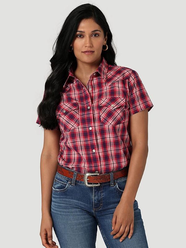 112329350 Wrangler Farmgirl WOMEN'S ESSENTIAL SHORT SLEEVE PLAID ...