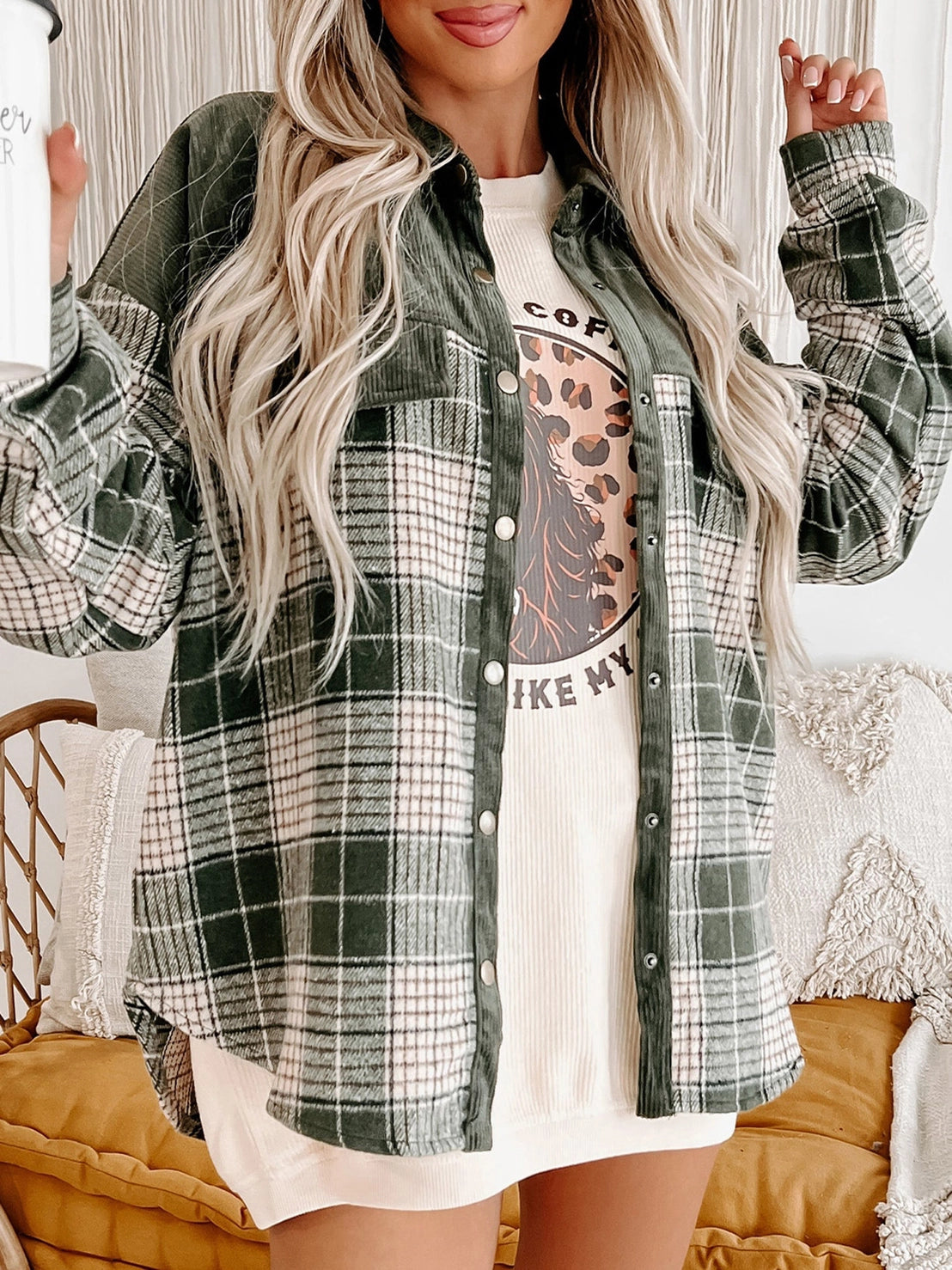 A Flannel and Corduroy Button Down that is perfect for life on the Farm and Ranch or a Casual Day in a Small Town